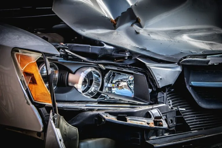 the front of a truck that's been in an accident