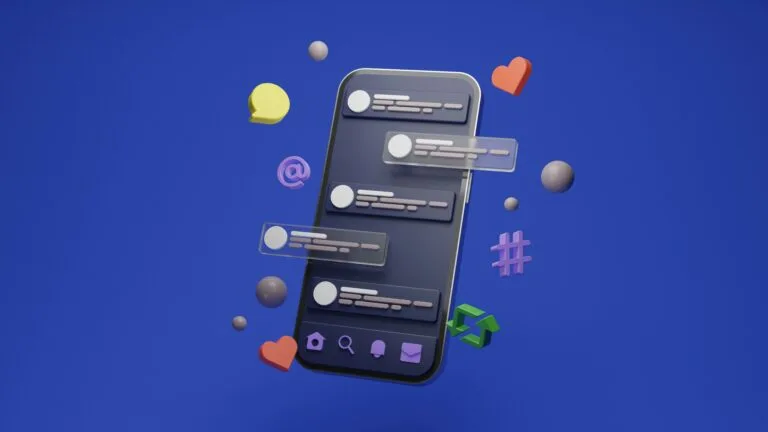 a graphic of a cell phone with social media messages coming off the screen