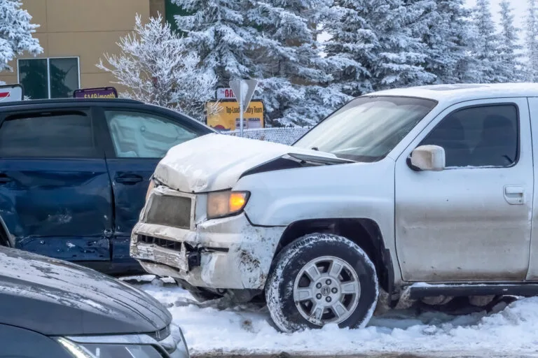 Car accident in the snow